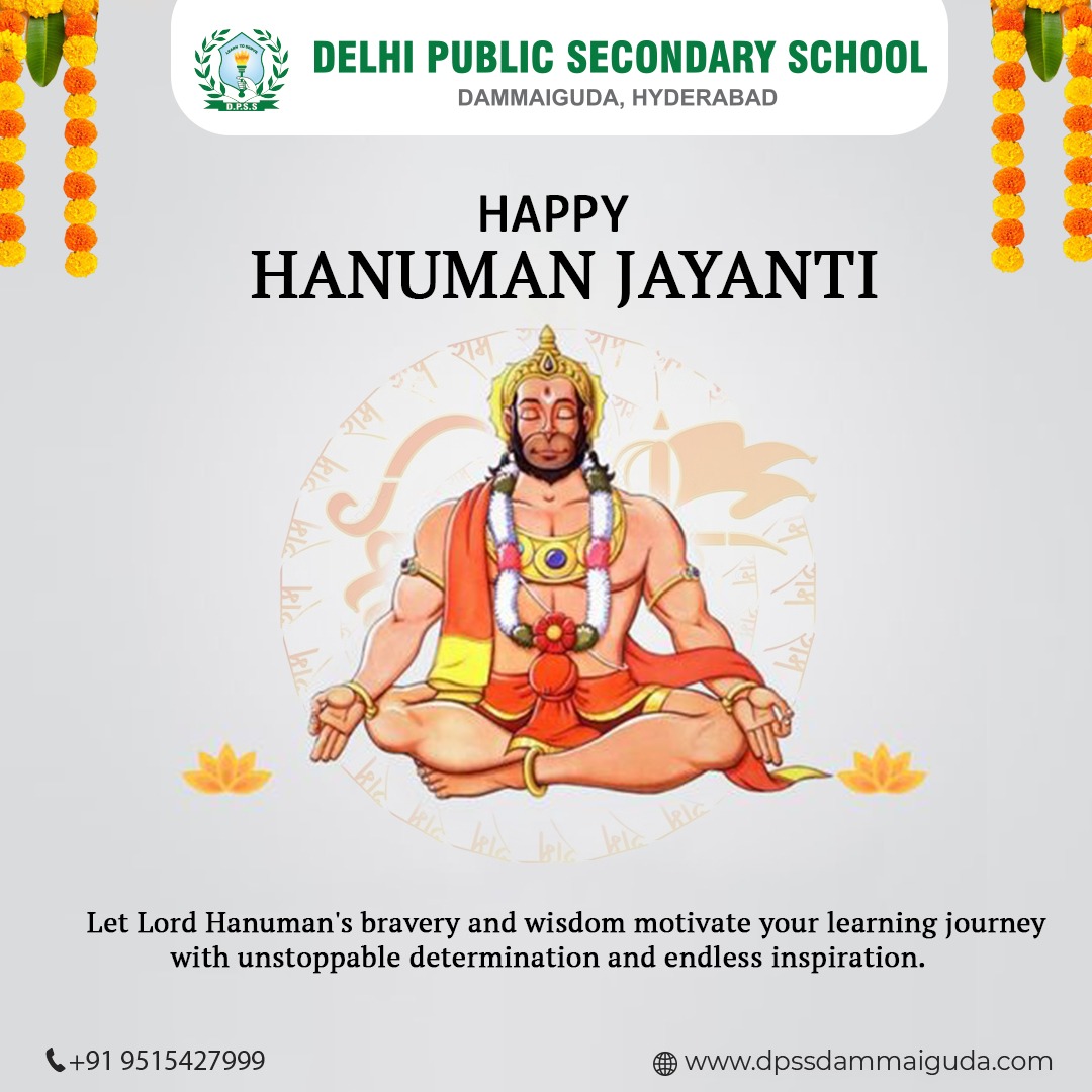 Wishing you a blessed Hanuman Jayanti! Jai Hanuman! 🙏

.
.

#HanumanJayanti #jaihanuman #blessings #festivewishes #celebration #spirituality 
#schools #dpsdammaiguda #Dammaiguda #DPSSchools #Hyderabad