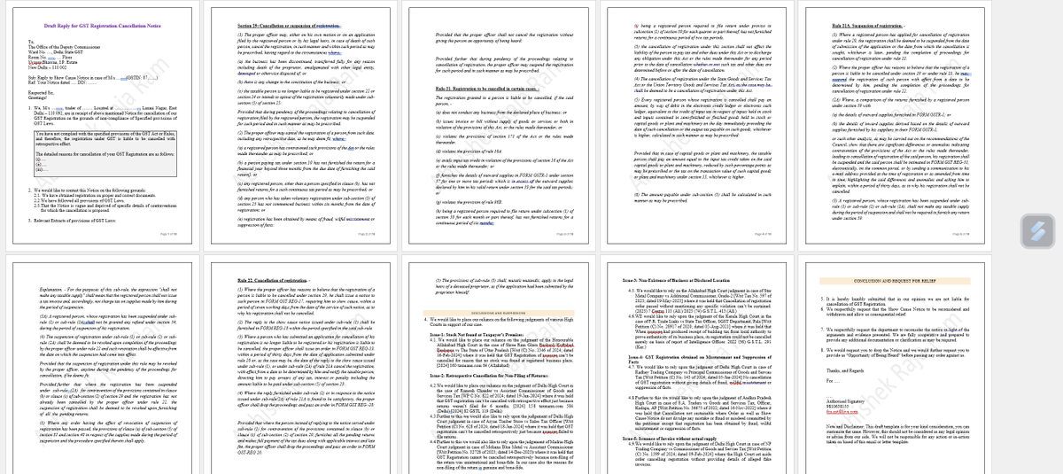 Facing GST Registration cancellation Notice?

Don't worry
Word Format Reply to GST Department Notice for Cancellation of Registration.

Steps to download:
1) Follow Me, it cost "ZERO"
2) Reply or Retweet
3) Link in your DM
4) Join our GST Notice Reply Group too from DM link