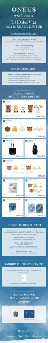 [#원어스] <ONEUS 2ND WORLD TOUR [La Dolce Vita] in Malaysia MD 공식 팝업스토어 및 운영 일정 안내📢> 📍 Create Jump Website 🔗 createjump.com/goods-store/on… 📍 Create Jump App (iOS) 🔗 apps.apple.com/my/app/create-… 📍 Create Jump App (Android) 🔗 play.google.com/store/apps/det… 📌 Online…