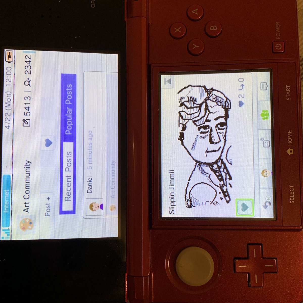 Pretendo brought back miiverse on 3DS so you know I had to draw some Slippin Jimmii