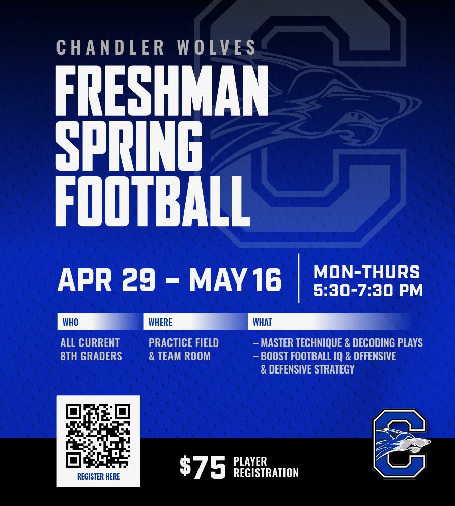 Spring Ball starts next week for our incoming 2024 freshman! 🏈🐺 Get registered and ready to work! #WeUpNext