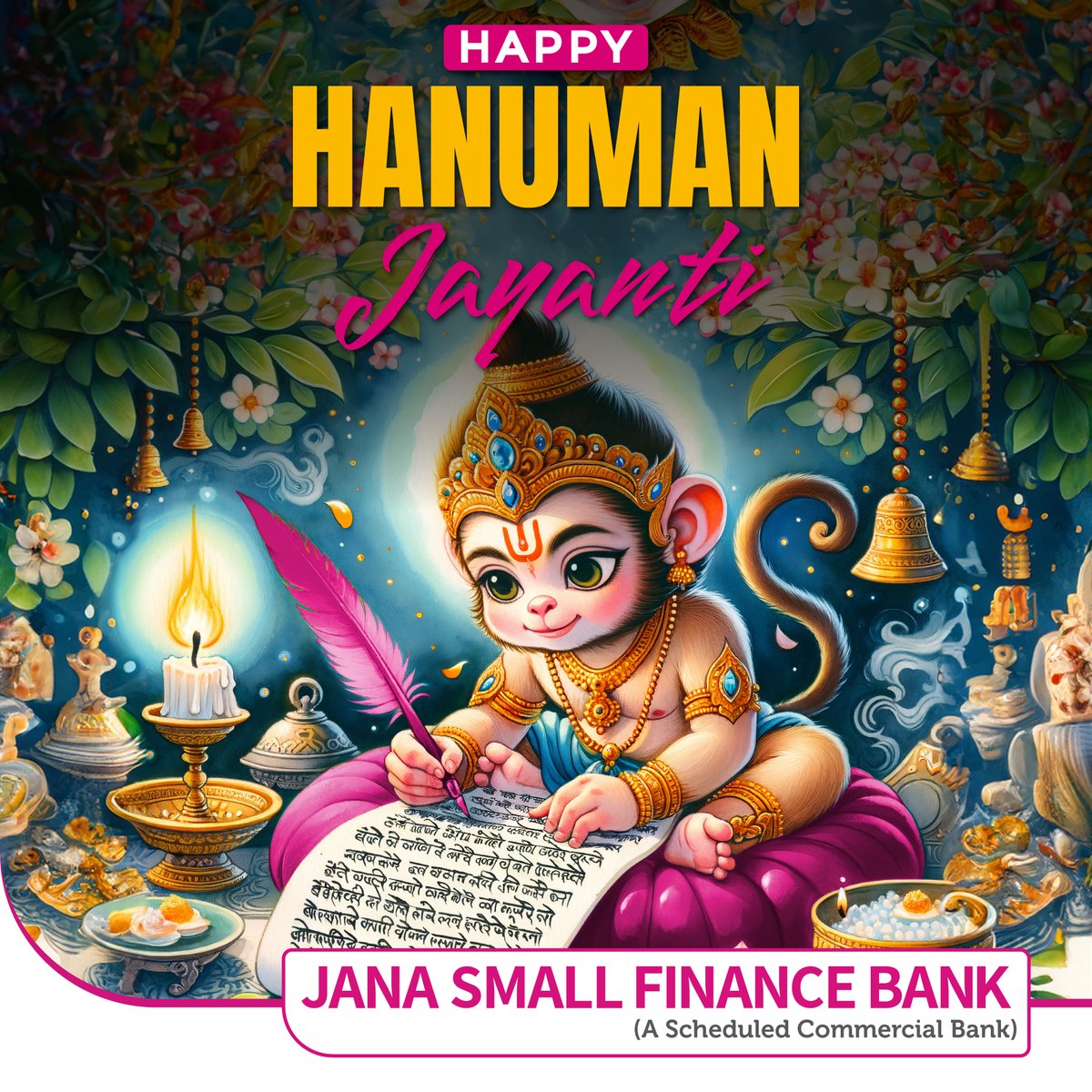 Happy Hanuman Jayanti! Let's celebrate Lord Hanuman's devotion and strength. May his blessings inspire courage and humility in our lives. #hamumanjayanti #janabank