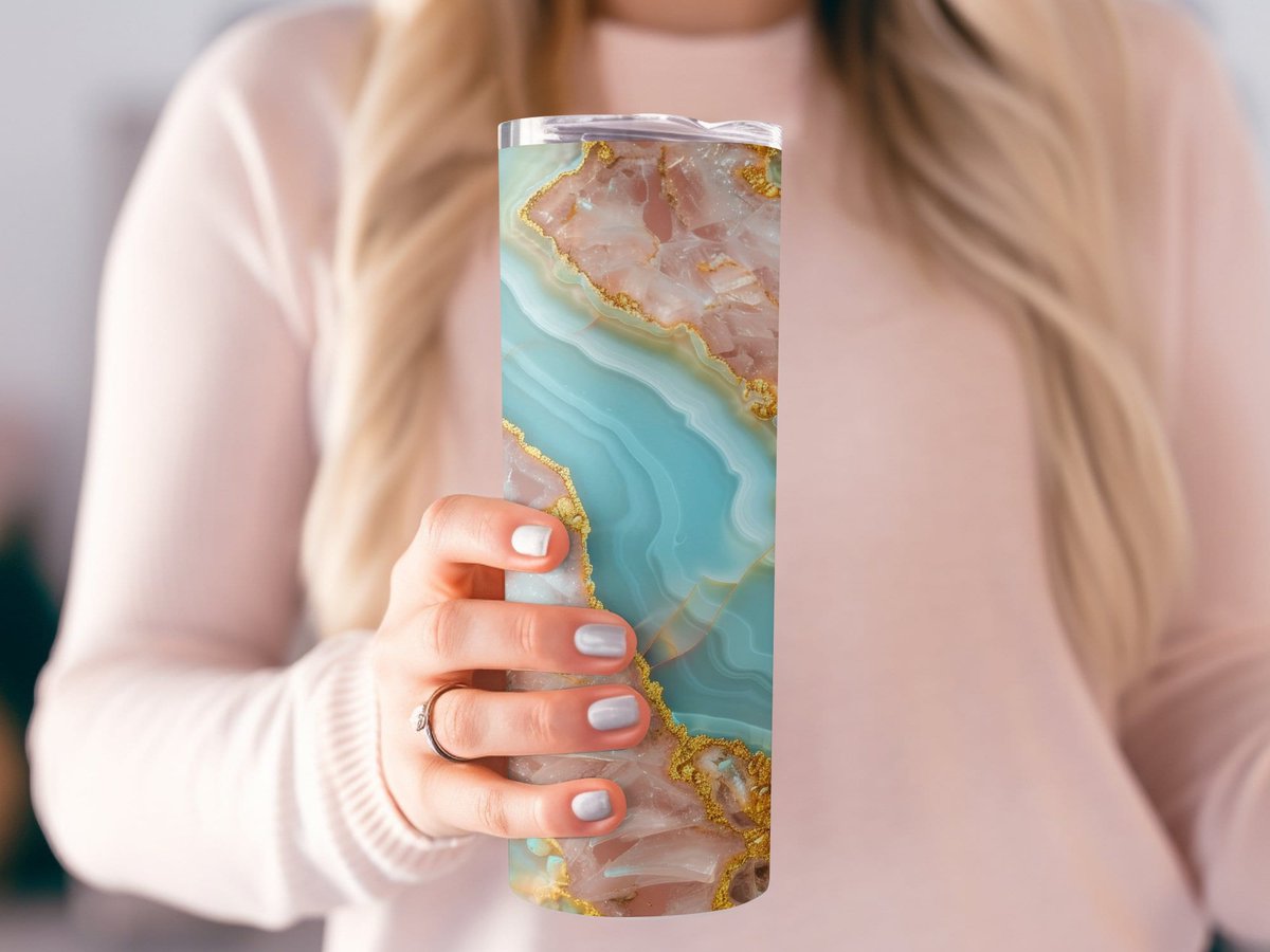 🌟 Transform your sipping style with a touch of elegance! ✨ Our Agate Geode Gold Foil Tumbler Wrap is the seamless way to upscale your 20oz skinny drinkware. Perfectly designed for sublimation, this digital download is the accessory everyone's talking about.