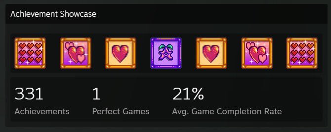 spent ~9 hours in stardew so i could have a cute heart pattern on my steam profile :,) was it worth?