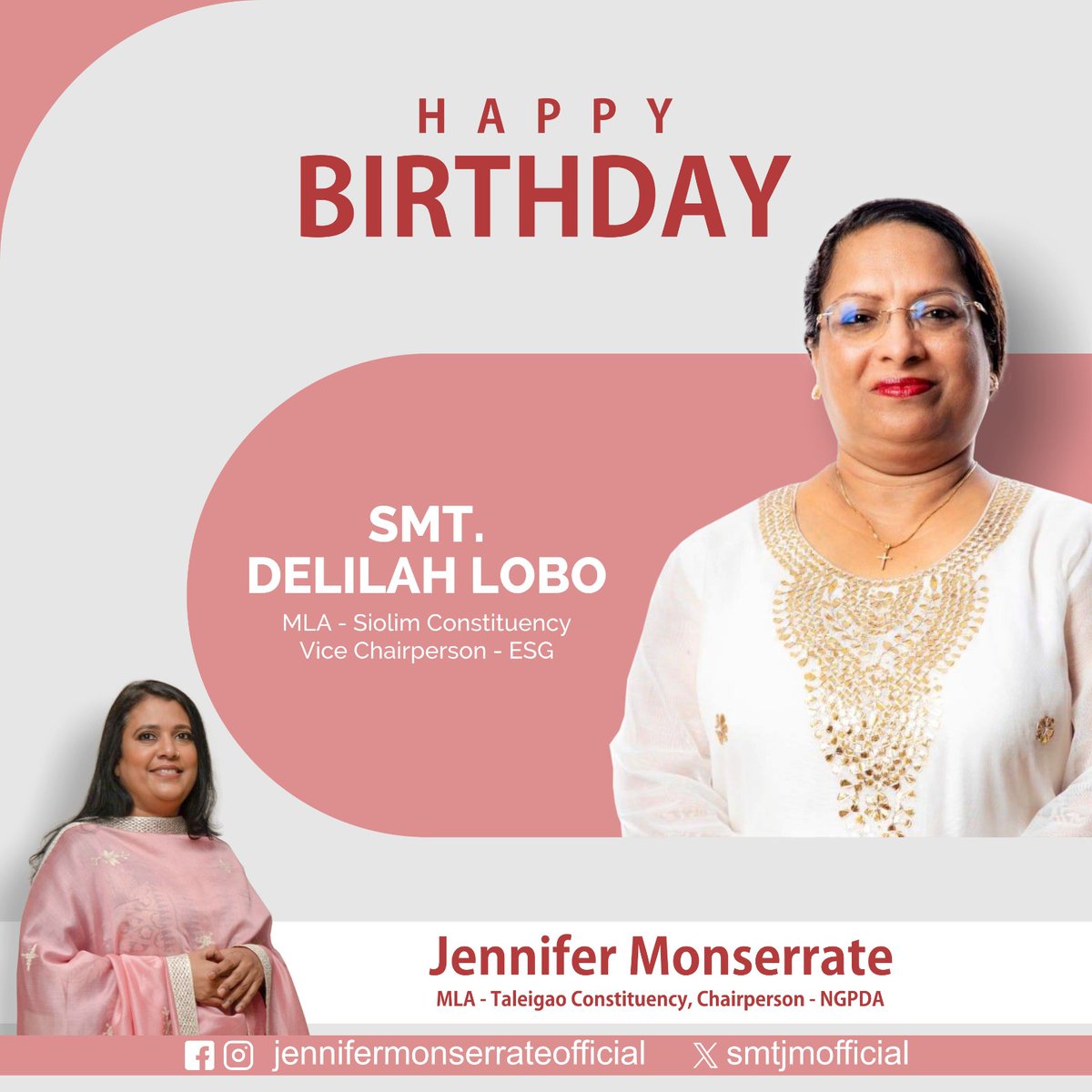 Warmest birthday wishes to Smt. @DelilahLobo77, MLA - Siolim Constituency and Vice Chairperson of ESG. May your special day be filled with cherished moments with your loved ones. Wishing you many more years of success and happiness.