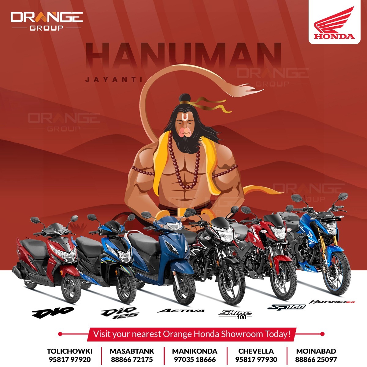 #OrangeHonda #honda #Honda2Wheeler #hondaactiva #HondaShineSP #HondaDeals #Hyderabad #jaihanuman #jaihanumanji #hanumanjayanti2024 #jaibajarangbali