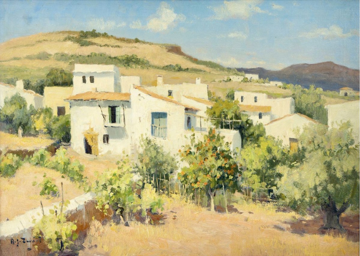 A.J. Zwart (1903-1981)
  - 
Gezicht op 'Viejo Altea'

olieverf op doek