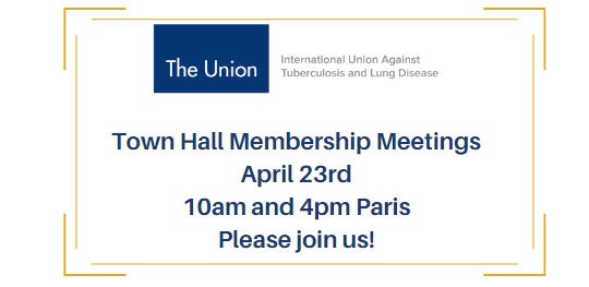 TODAY we have two online Town Hall membership meetings. All Union members are invited to join us for organisational news, and updates on our 2024 World Conference on Lung Health. Check your email for invites and times or contact membership@theunion.org