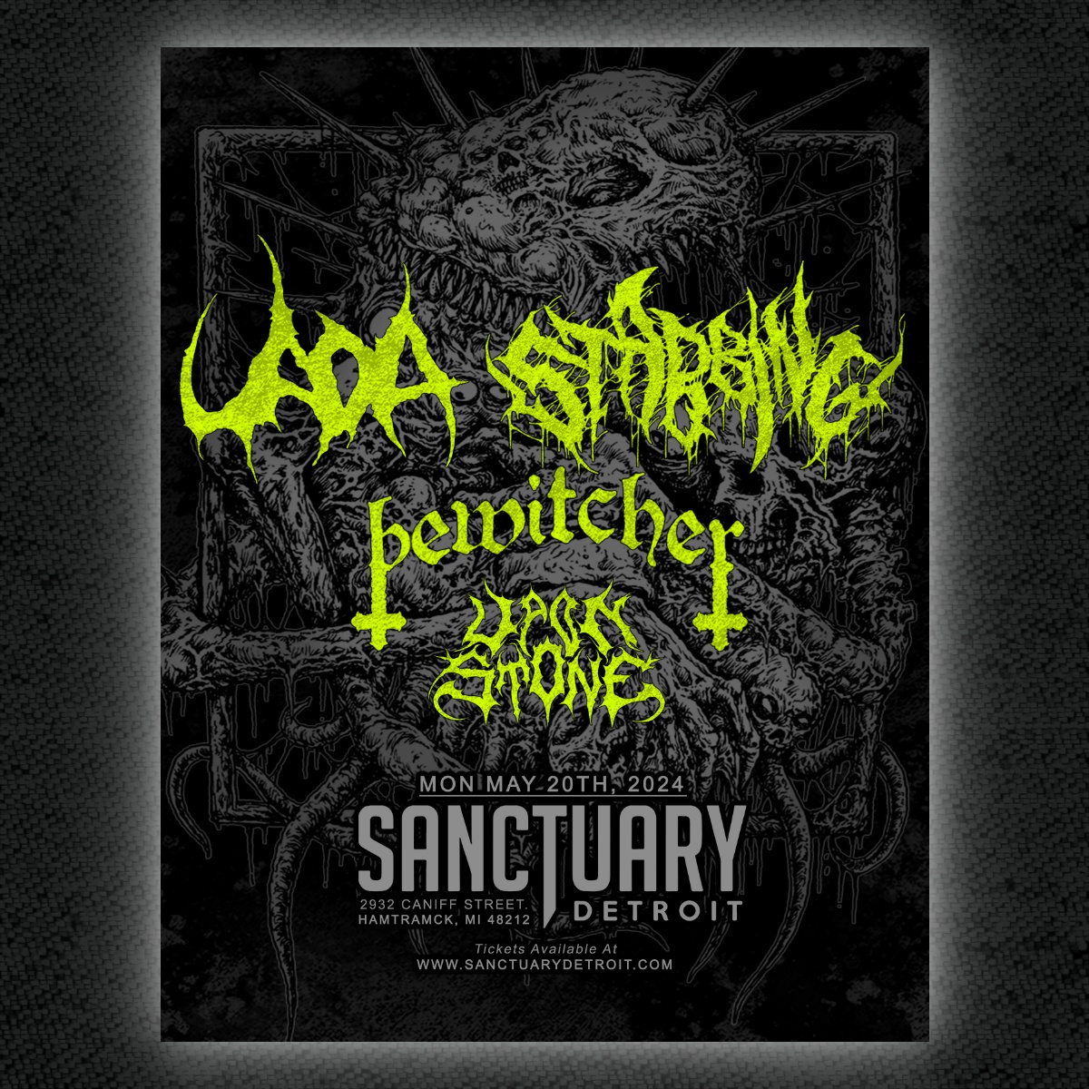 Uada, Stabbing, Bewitcher and Upon Stone hit The Sanctuary 5/20 !! Grab your tickets at sanctuarydetroit.com
