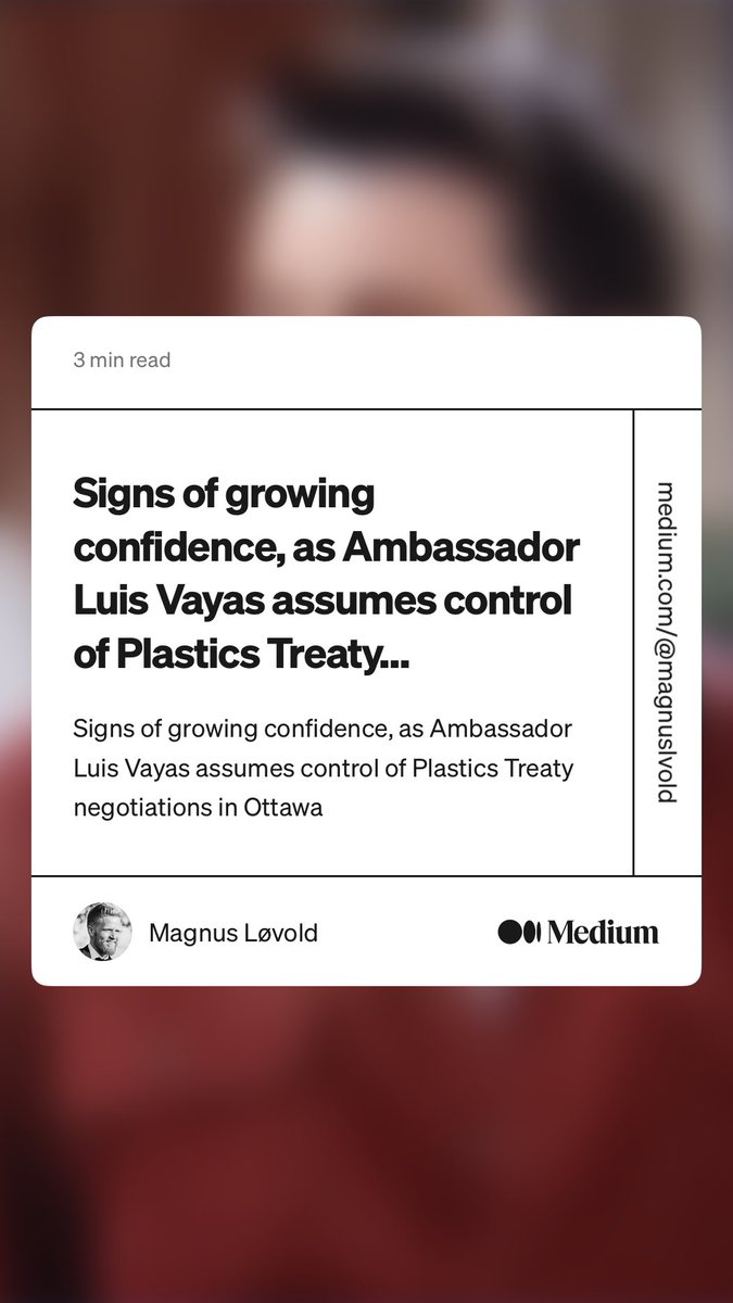 Magnus Løvold (@magnuslovold) on Twitter photo An effective #PlasticsTreaty may be within reach, as <a href="/LuisVayasEc/">Luis Vayas Valdivieso</a> takes the reins of the #INC4 negotiations in Ottawa 🇨🇦 — live at 10am EST
medium.com/points-of-orde… An effective #PlasticsTreaty may be within reach, as <a href="/LuisVayasEc/">Luis Vayas Valdivieso</a> takes the reins of the #INC4 negotiations in Ottawa 🇨🇦 — live at 10am EST
medium.com/points-of-orde…