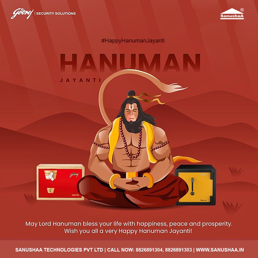 'Unlock the blessings of Shri Hanuman Jayanti with the safety and technology of Godrej Home Lockers & Sanushaa Technologies! 🌟🔓
#HanumanJayanti #HomeSecurity #Innovation #SecureYourWorld #HanumanJayanti #TechSolutions #PeaceOfMind #InnovativeSecurity #HanumanBlessings