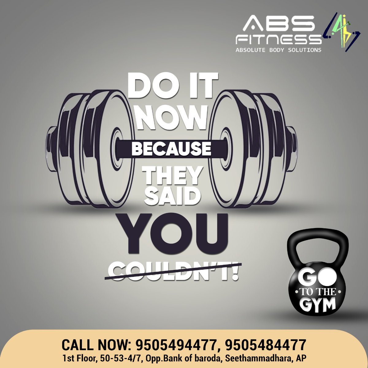 Break the barriers and defy the odds! 💪 Join us at ABS Fitness and prove to yourself that you can achieve what others doubted. Let's hit the #gym and make those goals a reality! #FitnessMotivation #DoItNow #absfitness #FitnessGoals #ProveThemWrong #vizag #GymLife