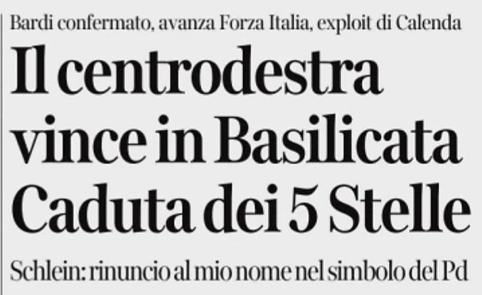 Il corriere della serva oggi titola 'centrodestra vince in #Basilicata. Caduta dei #CinqueStelle...' 
Mannatevenaffanculo
#23aprile