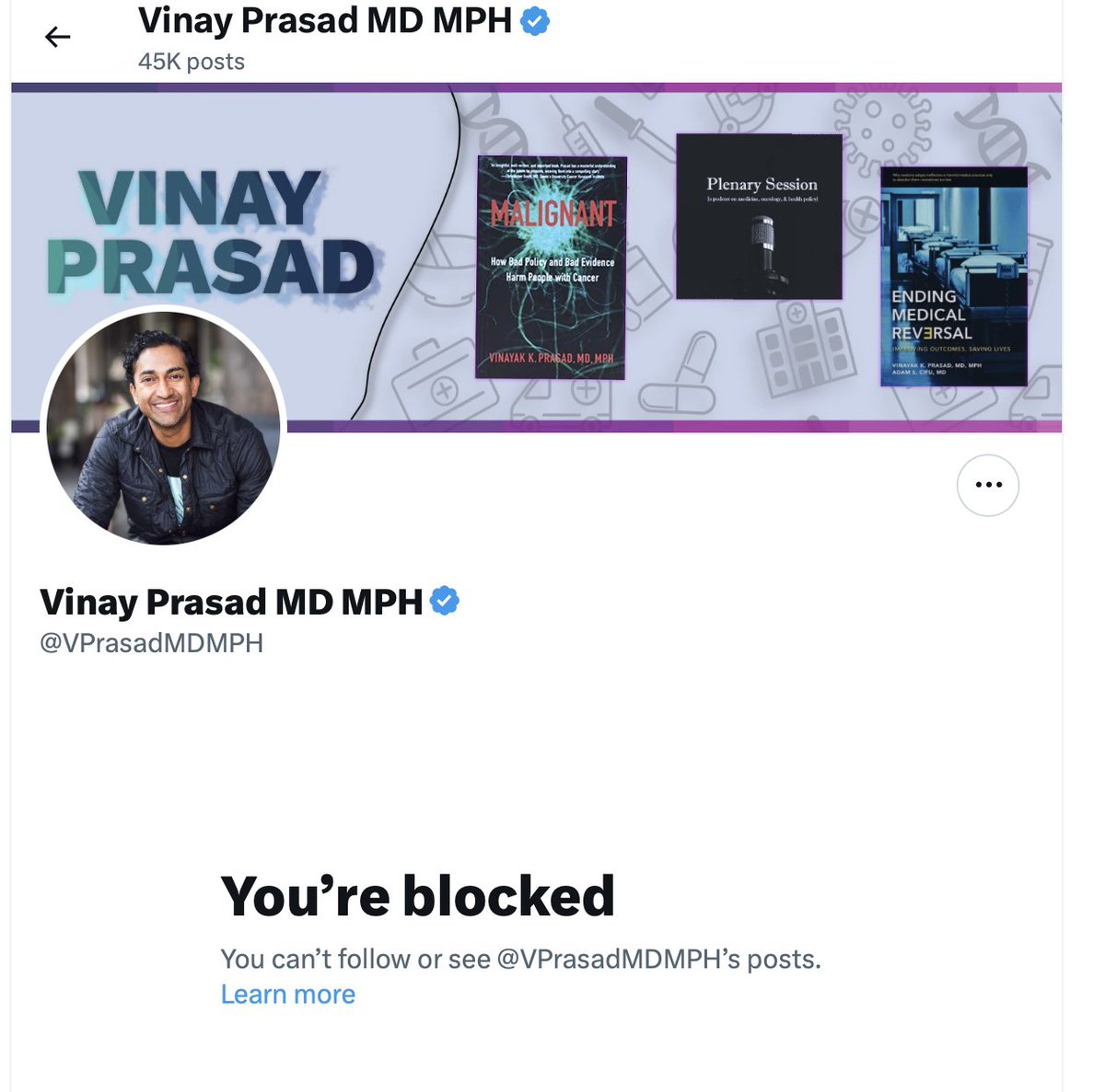 'It's embarrassing not to have the guts to listen to someone who disagrees with you.' @VPrasadMDMPH Please reply with a screenshot if he doesn't have the guts to listen to you.