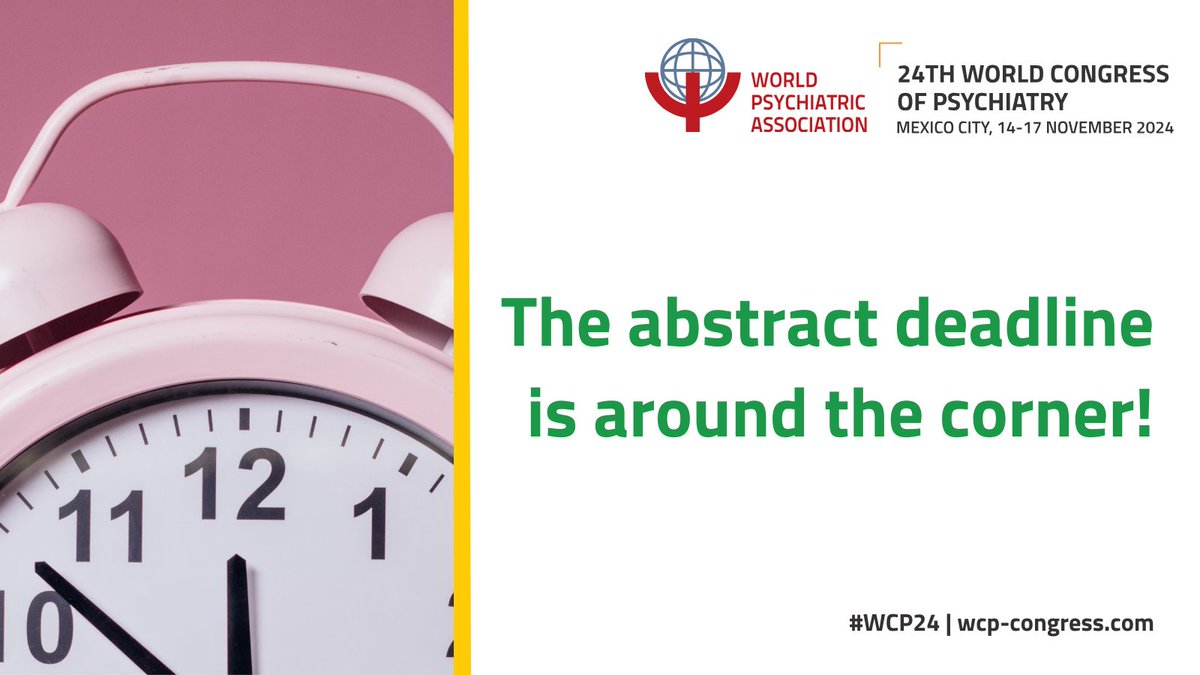 Only a few more days to ensure your research gets the attention it deserves! ➡️ Submitting your abstract for #WCP24 allows you to share your findings with a global audience of #psychiatry experts and offers numerous benefits. 🔗 Learn more & submit: bit.ly/3xKuCz3