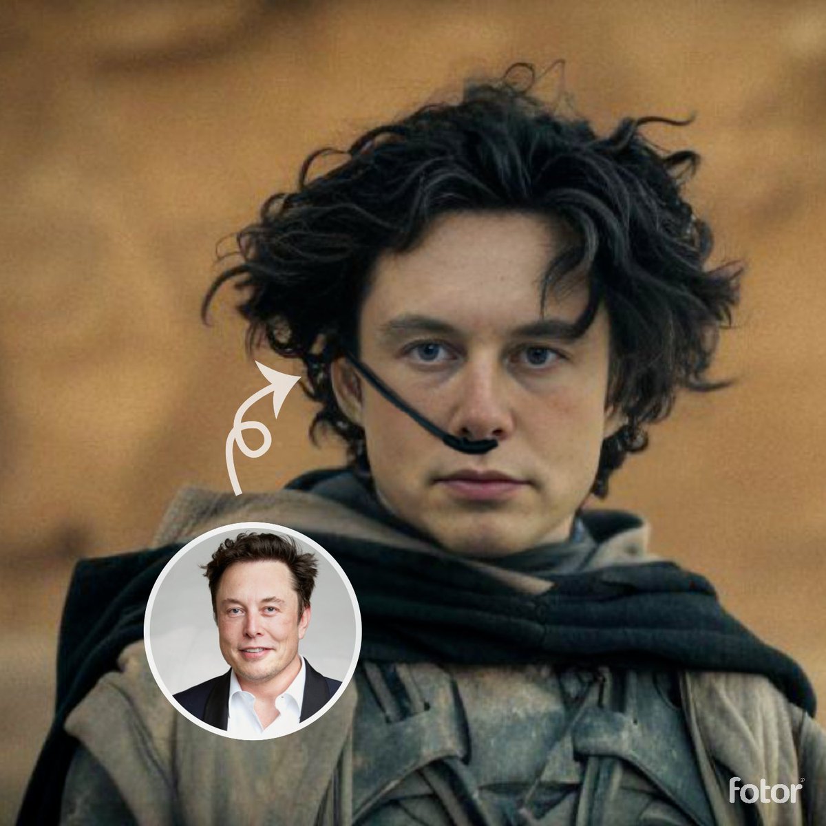 Rate this 1-10 if Elon Musk starred in 'Dune.' #FotorAI can make it happen! ⚡️ 🔗fotor.com/features/face-… #FaceSwap #AIGC #dunemovie #DunePartTwo #ElonInDune