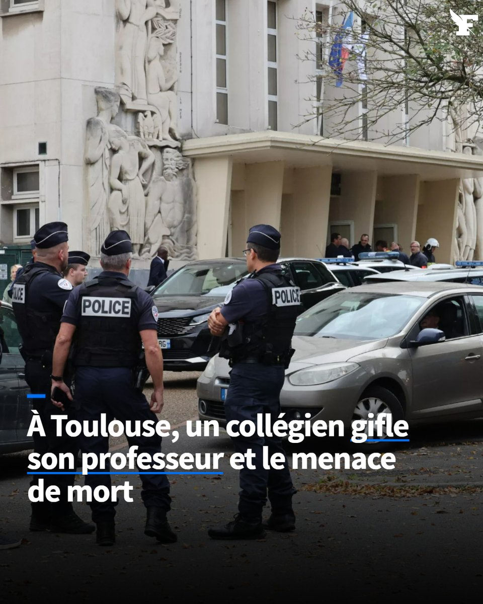 Le_Figaro's tweet photo. 🔴 L’élève a saisi son enseignant par le col de sa chemise, l’a plaqué contre le mur, a brandi son poing puis l’a giflé à quatre reprises. Le parquet de Toulouse a ordonné l'interpellation et le placement en garde à vue du collégien.
→ https://t.co/S7zcHcQ6qe https://t.co/5ZaKD3IWST