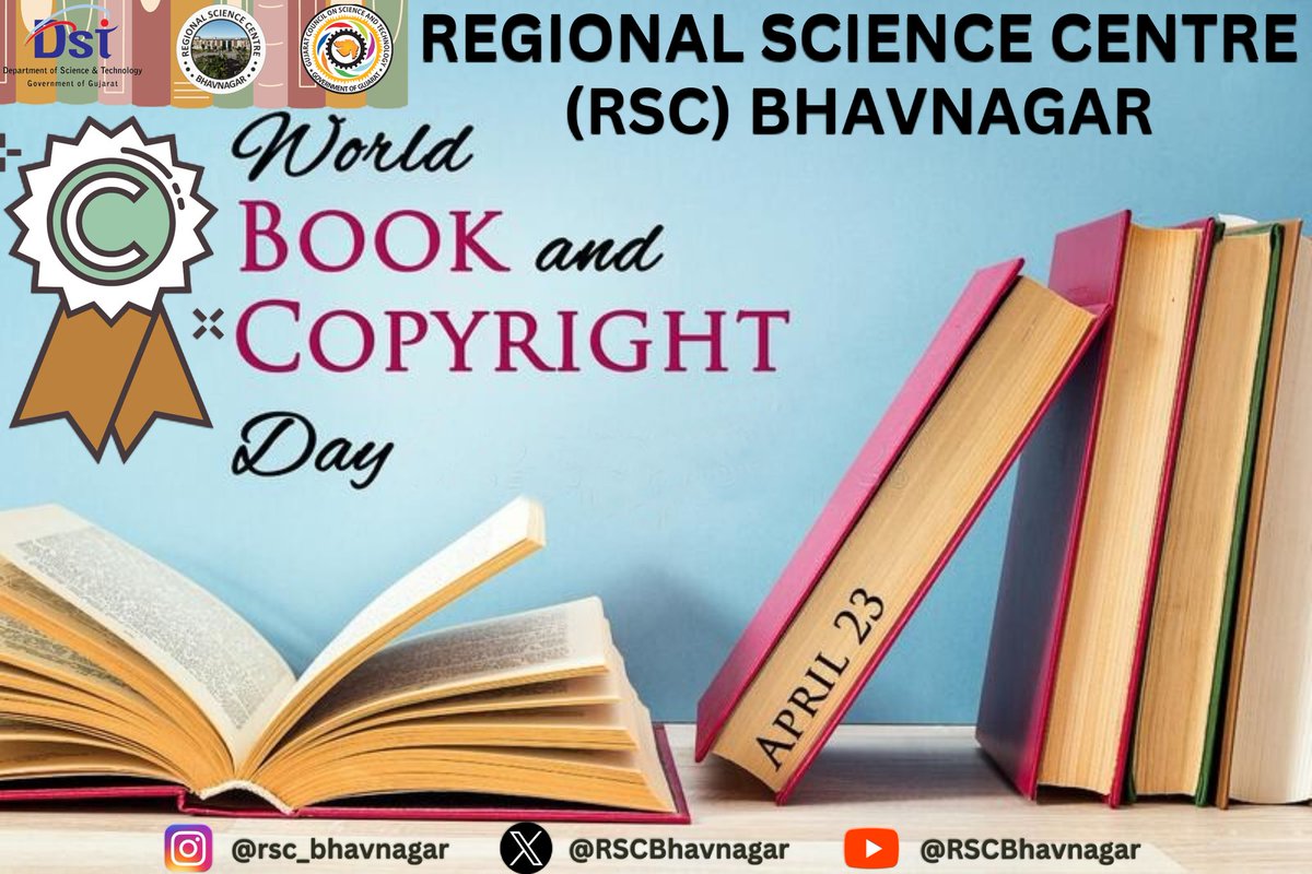 Happy World Book and Copyright Day! Let's celebrate the joy of reading and the importance of protecting authors' rights. 📚✍️ #WorldBookDay #CopyrightDay
@GKGoswami9 
@DrPayalPandit1 
@narottamsahoo 
@InfoGujcost 
@dstGujarat 
@RSCBhavnagar