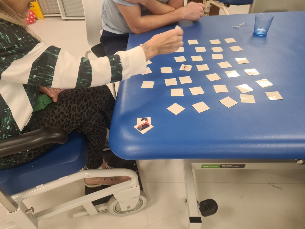 Today's @L5Ward exercise and activity class we are playing a memory card game. So far its Patients 1 staff 0 @SCO__OT @NCAlliance_NHS #memorycardgame