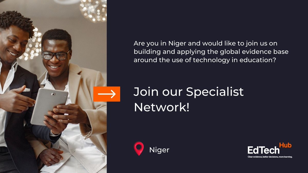 Exciting Opportunity Alert! Join @GlobalEdTechHub's Specialist Network to shape global education. Seeking experts in education policy & programs in #Niger. Connect, network & innovate with peers worldwide. Apply now to shape the future of education - edtechhub.org/jobs/#Niger_eng