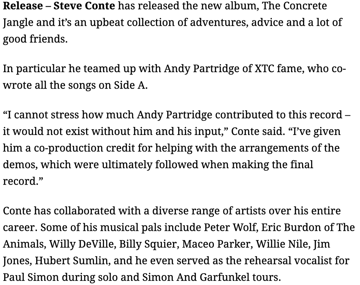 U.S. Rocker Review - read full article at the link...

usrockermusic.com/2024/04/22/ste… 

===============================

#steveconte #theconcretejangle #andypartridge #xtc #wickedcool #records #littlesteven #undergroundgarage