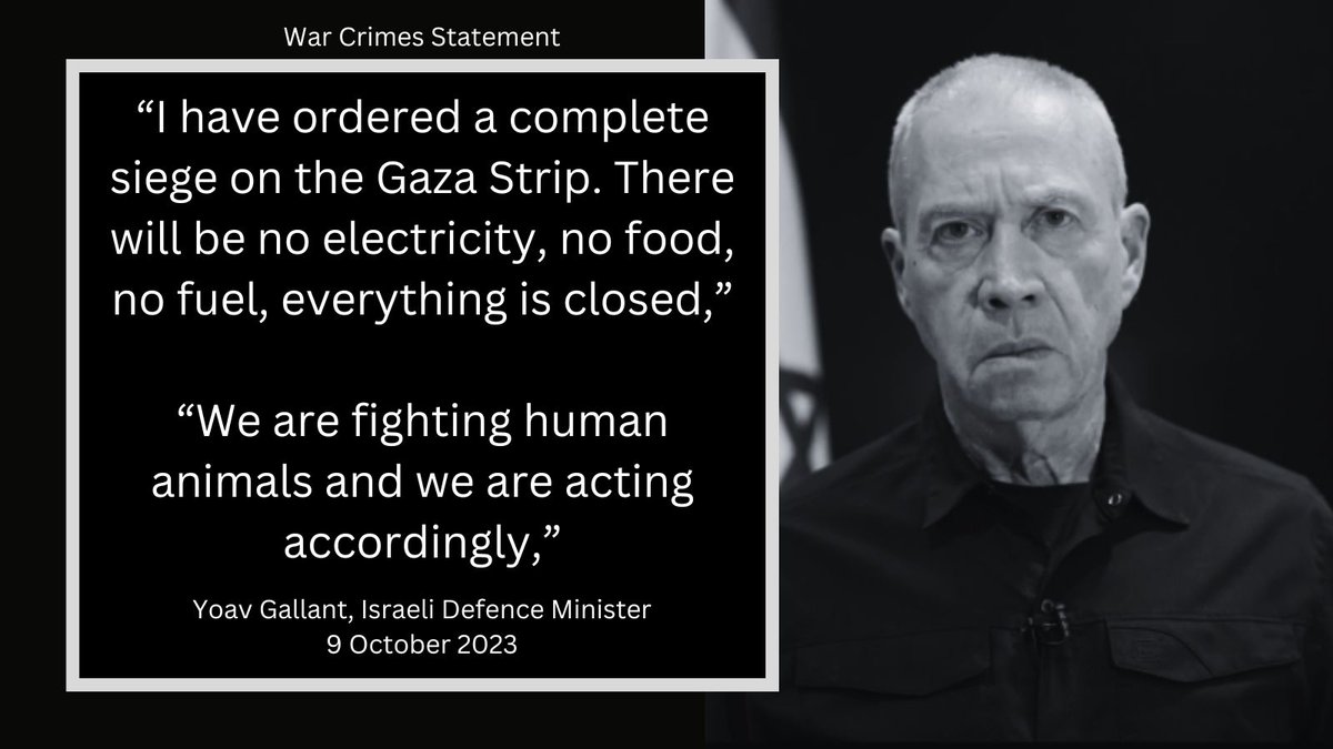 @David_Cameron 200 days ago Yoav Gallant set up the #SiegeOfGaza to meet one atrocity with another.

#IsraeliWarCrimes meet #HamasWarCrimes

The UK continues to support the Israeli war cabinet in it's strategy and prosecution of war crimes.

#FundUNRWA