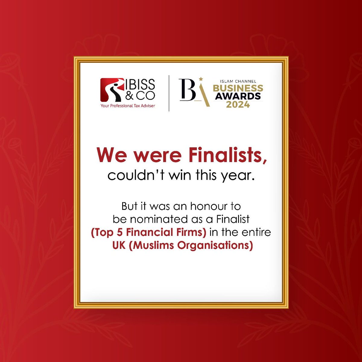 ibisstax's tweet photo. IBISS &amp; CO is a top-five finalist in the Islam Channel Business Awards 2024 for excellence in the UK finance industry among Muslim organizations. Our success is driven by our commitment to integrity innovation and inclusivity. 

#CommunityRecognition #UKFinance #IBISSandCo https://t.co/caR8pPKfkt