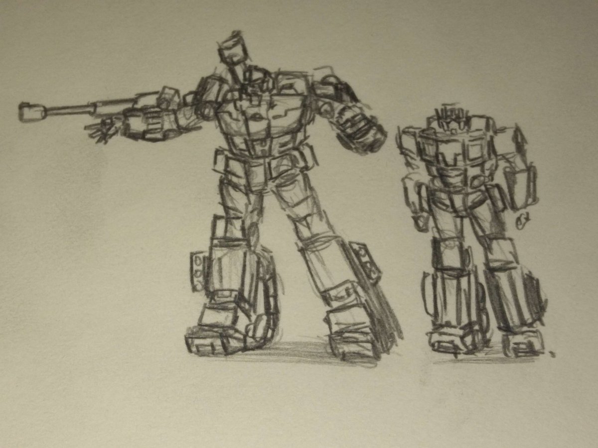 and megatron in his post retrofit body, (optimus for scale)