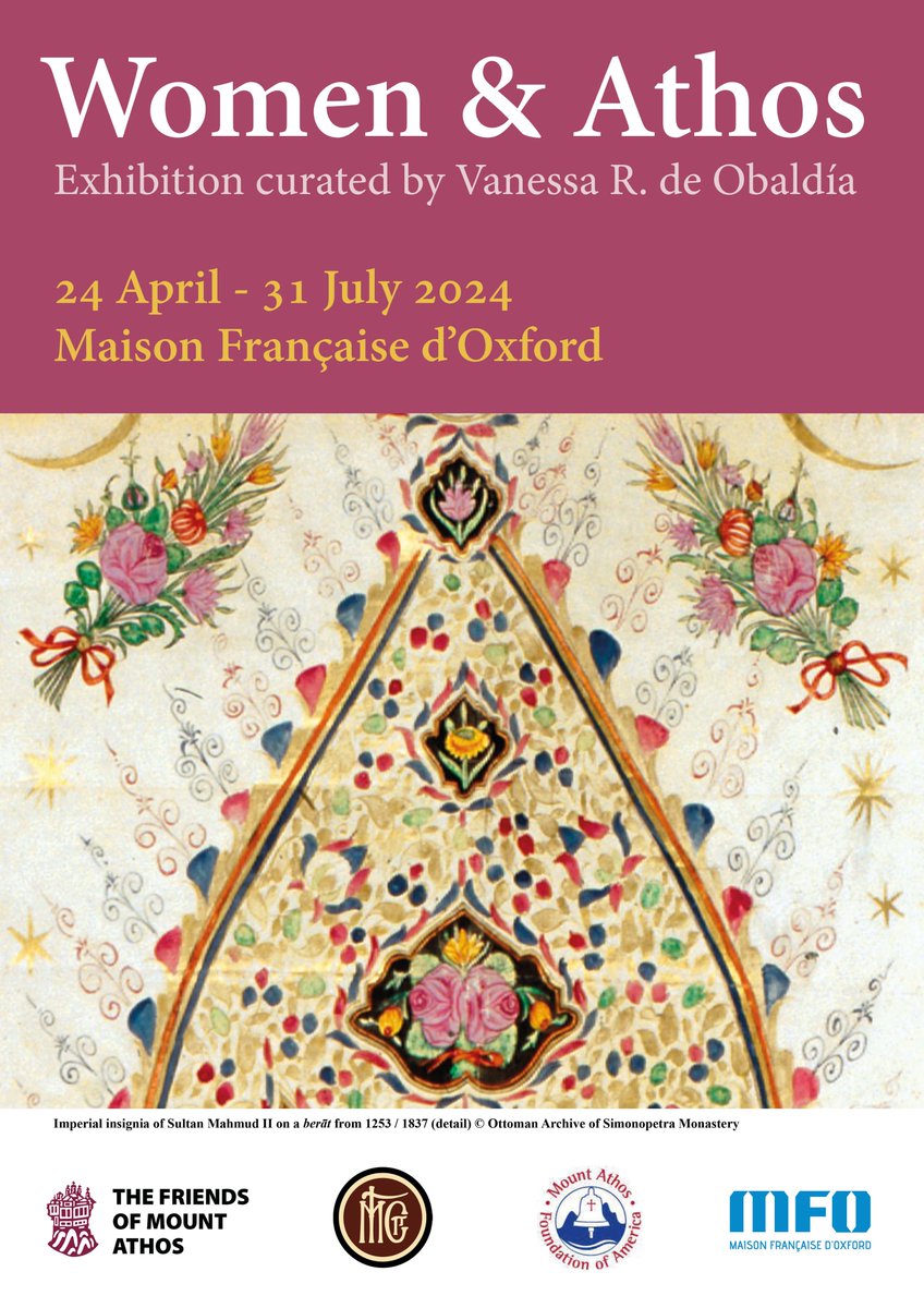 From tomorrow, you can visit the 'Women & Athos' exhibition at @MFOxford. It features a selection of documents from the Ottoman archives of the Simonopetra monastery (mid-13th century). Curated by Vanessa R de Obaldia and designed by @MFOxford 👉mfo.web.ox.ac.uk/event/exhibiti…