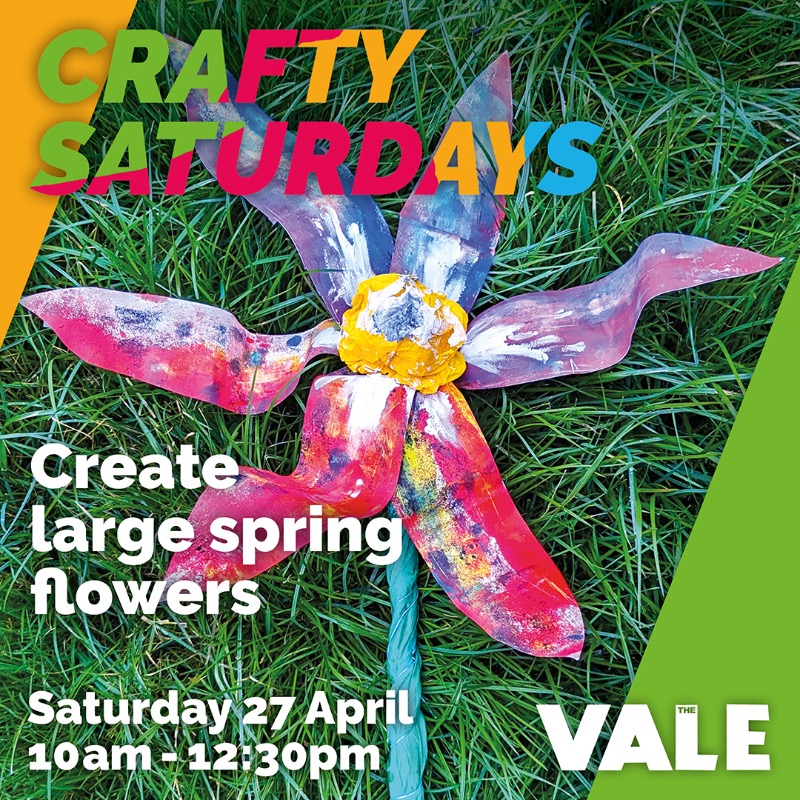 🎨 🌸 Crafty Saturdays. Join us Saturday 27 April at The Vale, 10am - 12.30pm. Create large spring flowers with Martha. 🌸 🎨 It’s FREE! 🆓  #CraftySaturdays #MossleyFreeActivities #Craft #TheVale #Event #Mossley #Making #InTameside #Spring #Flowers