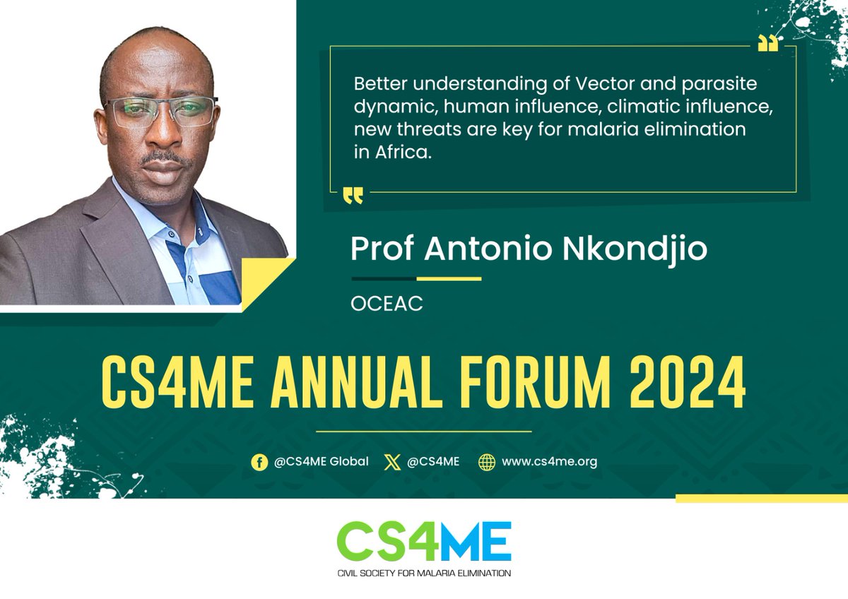 CS4ME Annual Forum 2024 : Check below a message from Prof Antonio Nkonjio from <a href="/CameroonPamca/">Pamca Cameroon</a> as he presents on the malaria situation in #Africa

#EndMalaria  #WorldMalariaDay2024