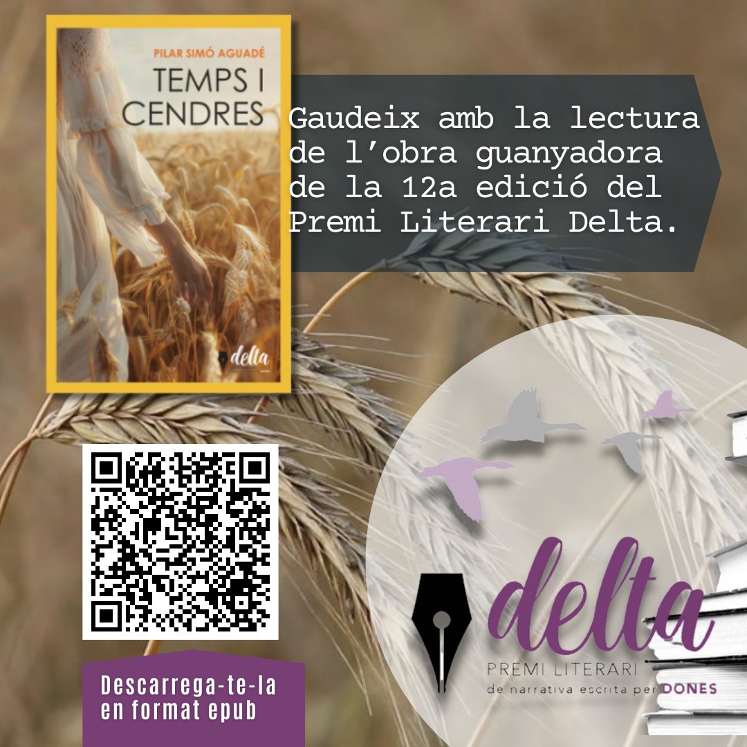 CCBaixLlobregat's tweet photo. 📚Ja està disponible en format EPUB, la novel·la guanyadora de la 12a edició del Premi Literari Delta de Narrativa escrita per dones.
✍️Temps i cendres, de l’escriptora Maria Pilar Simó.
🔗 https://t.co/GimwiNljti
#SantJordi2024 #PremiDelta #BaixLlobregat 🌹🐉 https://t.co/IBOKeR41Ha