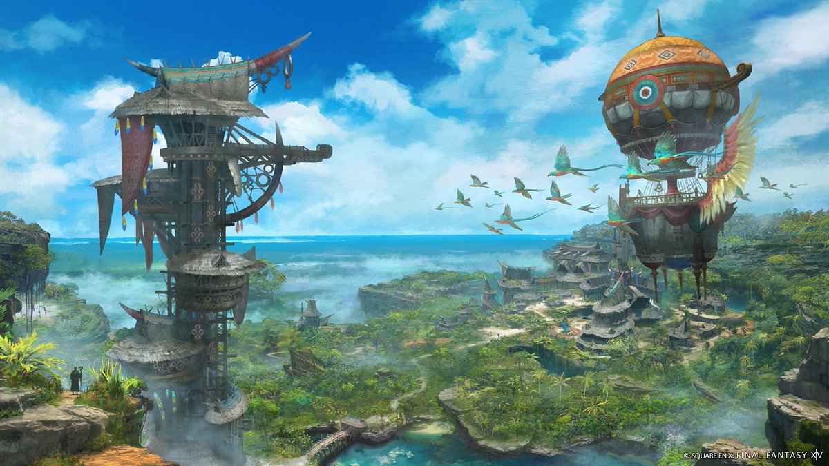 The concept art for FFXIV Dawntrail locations is so beautiful, can’t wait to see it with the graphics updates fully implemented 🥹