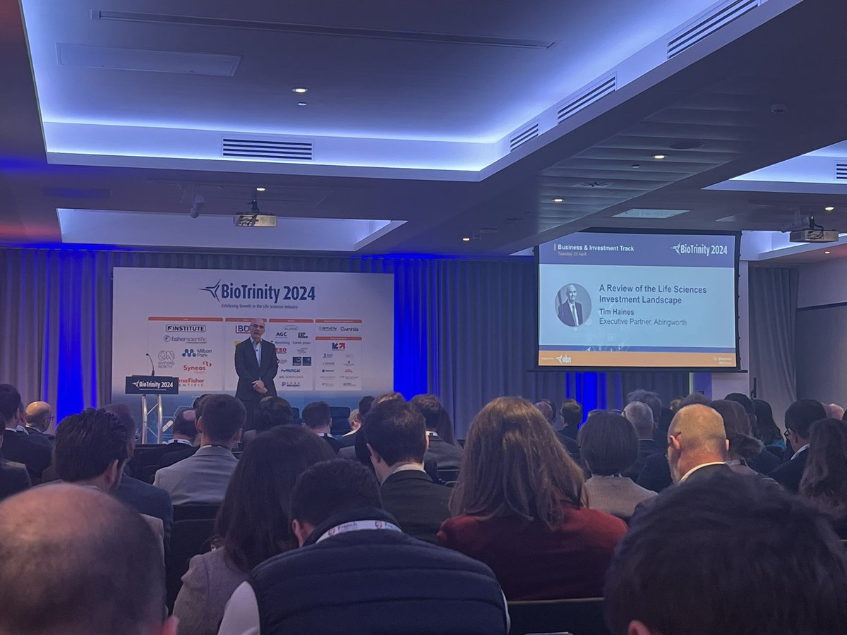 OBN_UK's tweet photo. Tim Haines from @Abingworthbio gave an enlightening opening keynote at our Business &amp; Investment track #showmethedata #movingthedial #BioTrinity https://t.co/nmBflfgYI7
