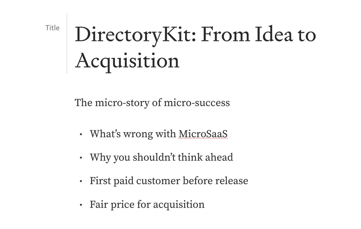 Excited to share my #buildinpublic journey - detailing my first micro-success! I'll cover: 💡 Idea inception 🏗️ Creation process 💴 Customer acquisition strategies Also why it was rebranded and why I chosen @micronsio over Acquire.com Suggestions on what to…