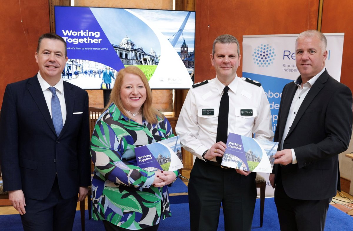 Retail NI have today launched its action plan to tackle crime against its members. @Justice_NI Minister Naomi Long and Deputy Chief Constable @ChrisToddPSNI were keynote speakers at the event. retailni.com/news/Launch-of…