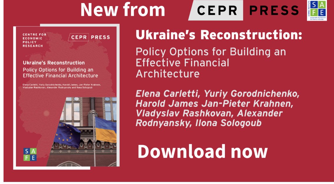 A new @cepr_org report presents an ambitious reform programme for Ukraine’s financial sector, one that will provide a firm foundation for the country’s post-war reconstruction. Please, register for the press launch here (April 29, 11am): rb.gy/mjklw2