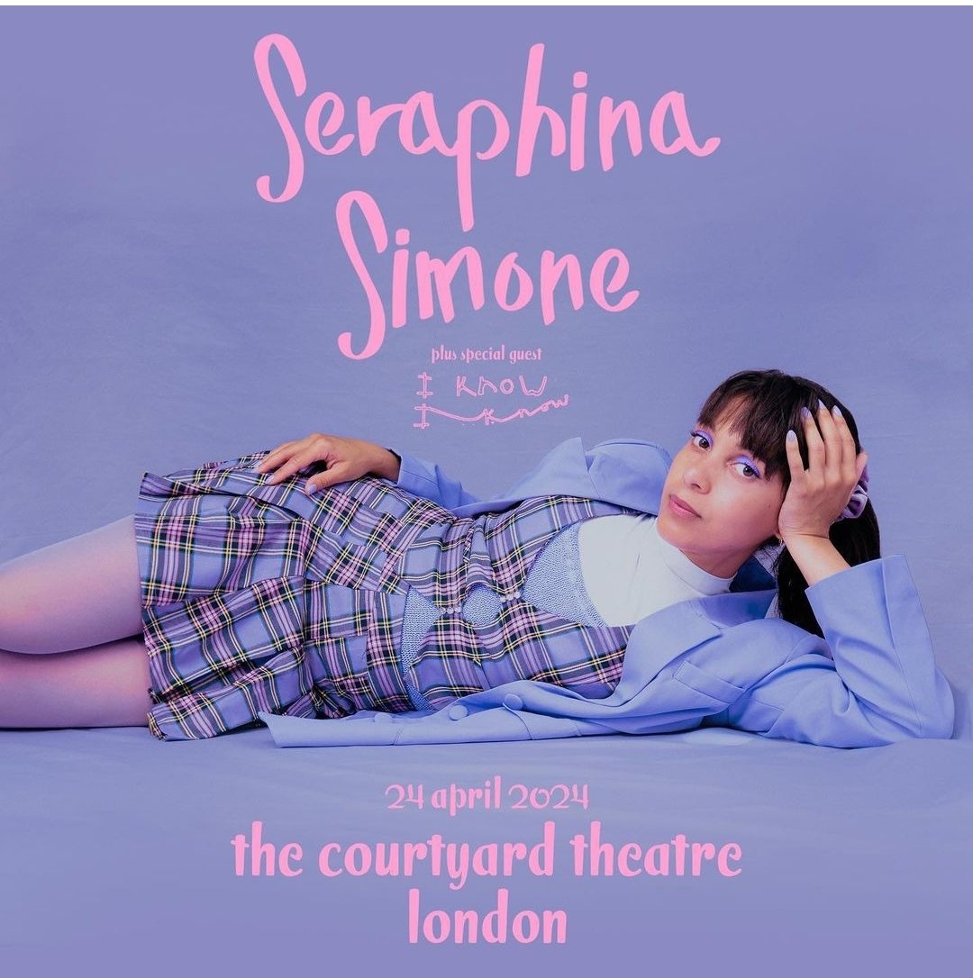Who's ready for @SeraphinaSimone's show tomorrow at The Courtyard Theatre? Only a few tickets left! 🎟️ Support act: @iknowiknow__ Doors open: 7pm Tickets available HERE: dice.fm/event/654cfe6c…