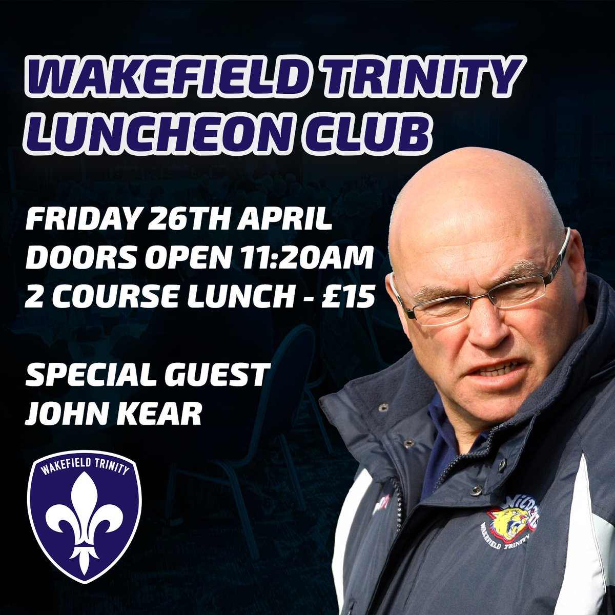 🍽 Join us on Friday for our next Luncheon Club in the MKM Suite on Friday 26th April.

Enjoy a wonderful two-course meal and a chat with our special guest, John Kear!!

Doors Open at 11:20am at a cost of just £15!