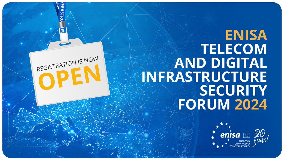 Join #ENISA's Telecom and Digital Infrastructure Security Forum! 📆 Date: 15th May 📌 Location: Helsinki Key topics include: - New policies like NIS2 & Cyber Resilience Act - Telecom's evolving threat landscape Register now: europa.eu/!H6PQqV