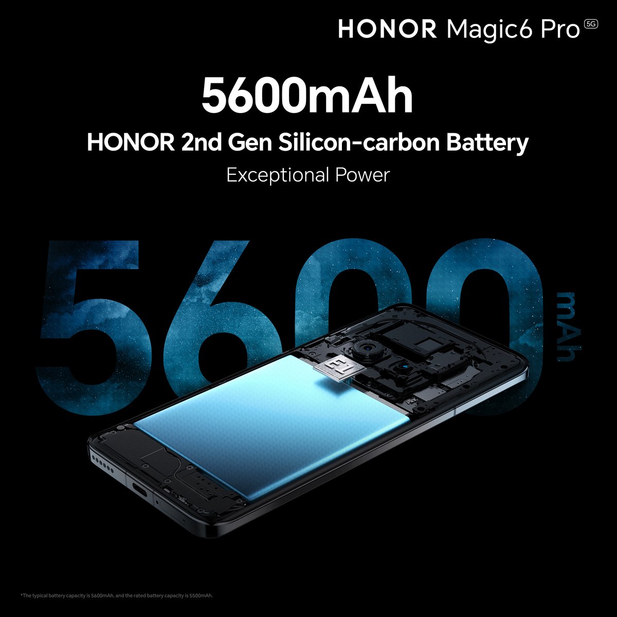 A battery that holds 5600 selfies and more in a day. It’s not just magic. It’s #HONORMagic6Pro. With 2 days of 🔋✨ #DiscoverTheMagic #HONORMagic6Pro