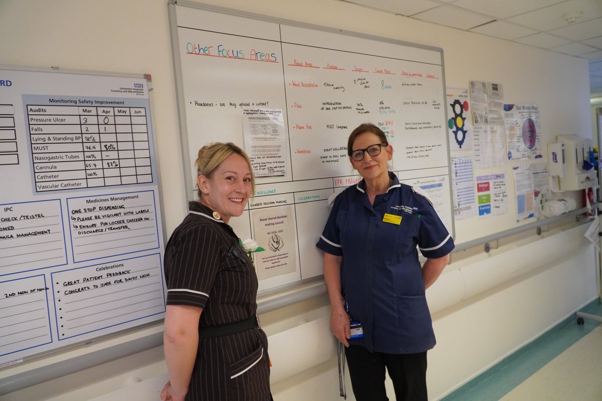 First stop on our Genba visits, Ward 50 renal services. Thankyou to Alison and @LyndaMott who showcased #UHCWi methodology in their daily huddles and how metrics are used in their focus board aligning trust strategy to department objectives #BetterNeverStops