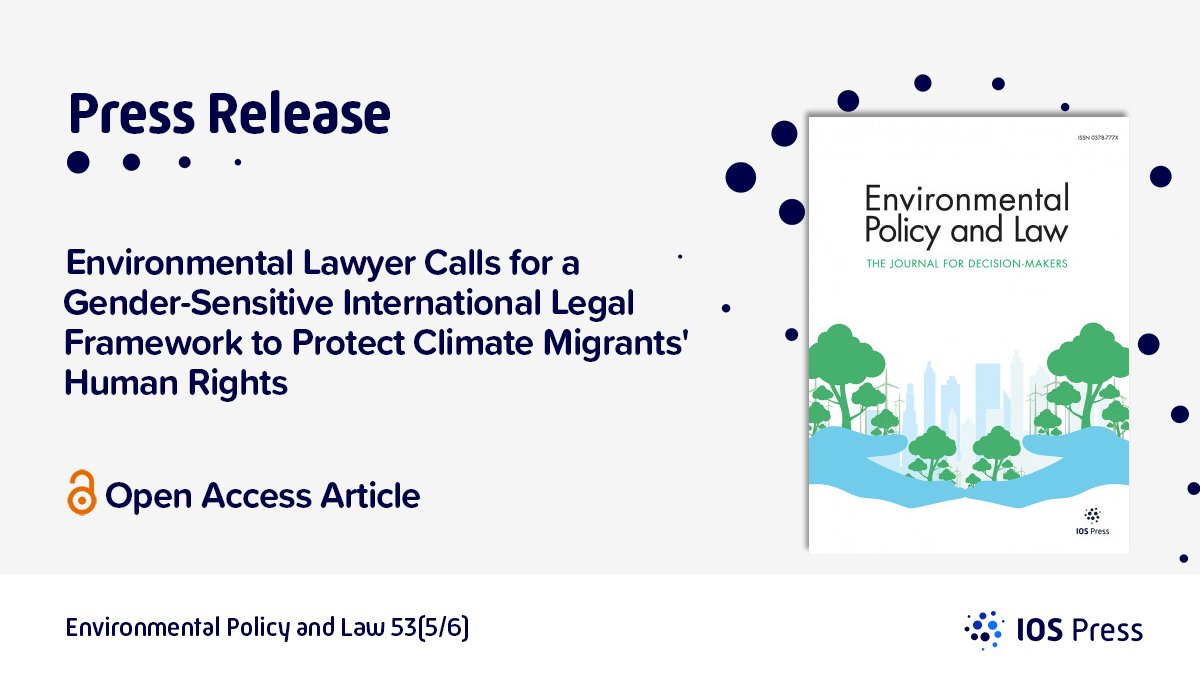 🌍🧠Did you know that 80% of climate migrants are women and girls? Discover why this demands action in our latest Press Release! ✨Learn how a new international legal framework can protect their rights and promote gender equality in climate policies: environmentalpolicyandlaw.com/news-blog/envi…