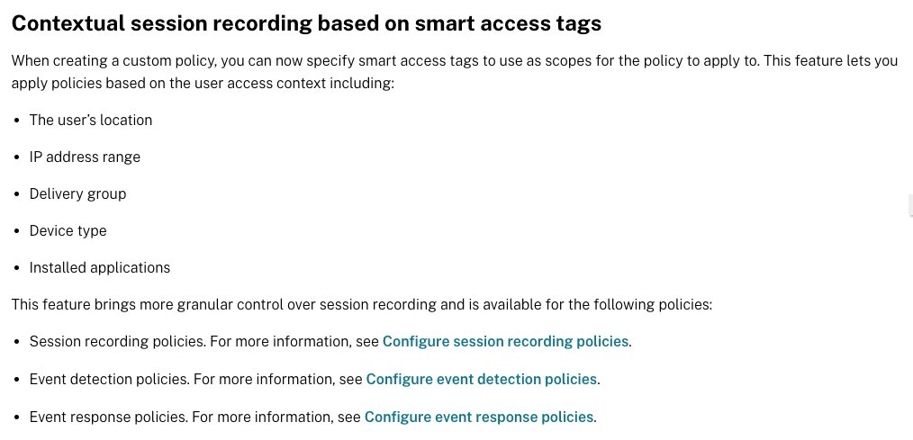Security use case: record session activities only when it is initiated from external network. It is possible with #SessionRecording 2402 LTSR. Collaboration enables new use cases. SR now consumes smart access tags to trigger recording 
#CVAD #LTSR 
shorturl.at/dnJY7