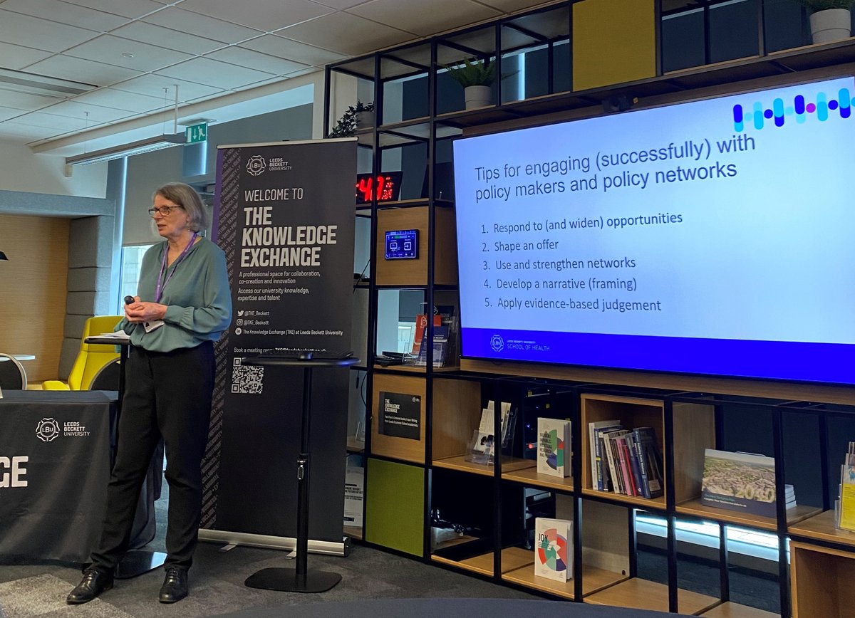 Kicking off Day 2 of #LBUPolicyWeek24 Prof Jane South is sharing her tips on engaging with policy makers as a researcher on the inside! Jane worked for 9 years as national adviser for Public Health England, creating a national Healthy Communities programme. #NHS @OHID