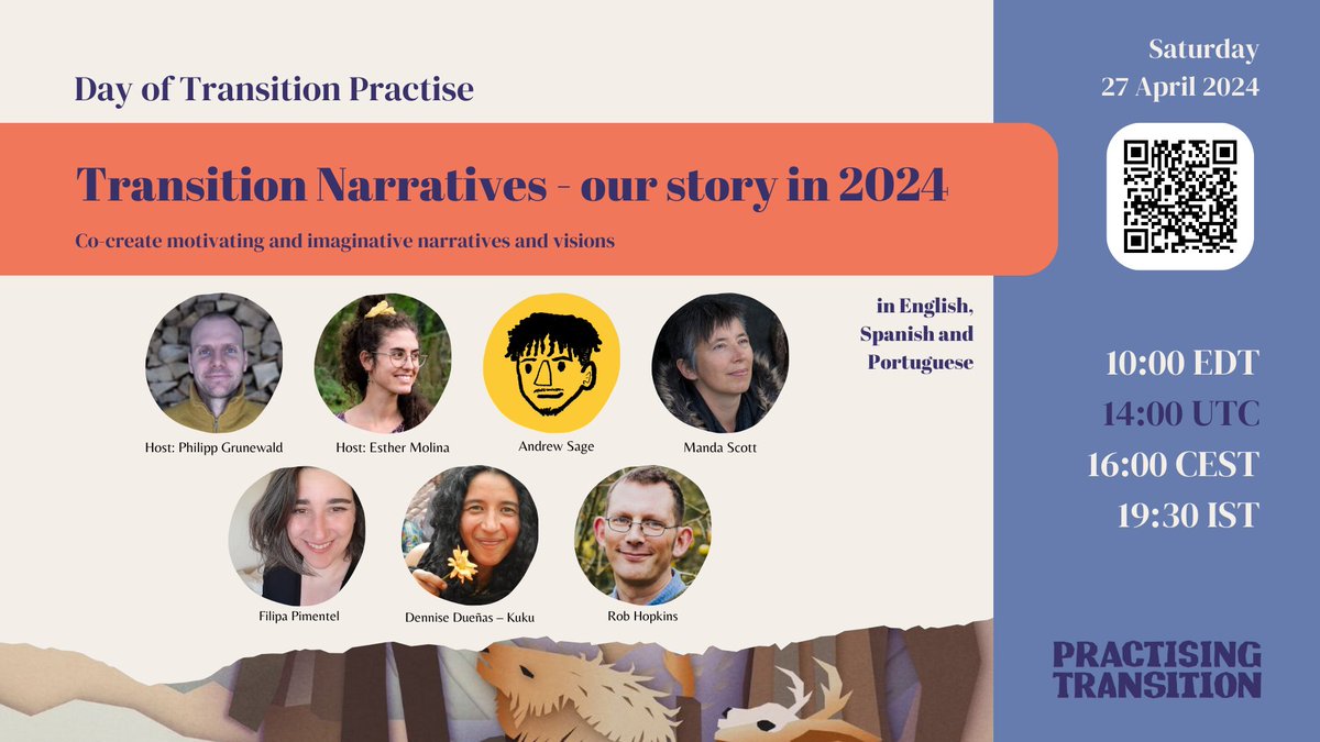 transitiontowns's tweet photo. #Transition Narratives... hours of fun and inspiration 🤩 
Amazing session with contributions by @robintransition @_saintandrew and @mandascott

Join us for panel + Q&amp;A, and later for the Cafe (chatting about the session)
Book sessions here: https://t.co/0hVMhXoizO https://t.co/lEMVwNHjv9