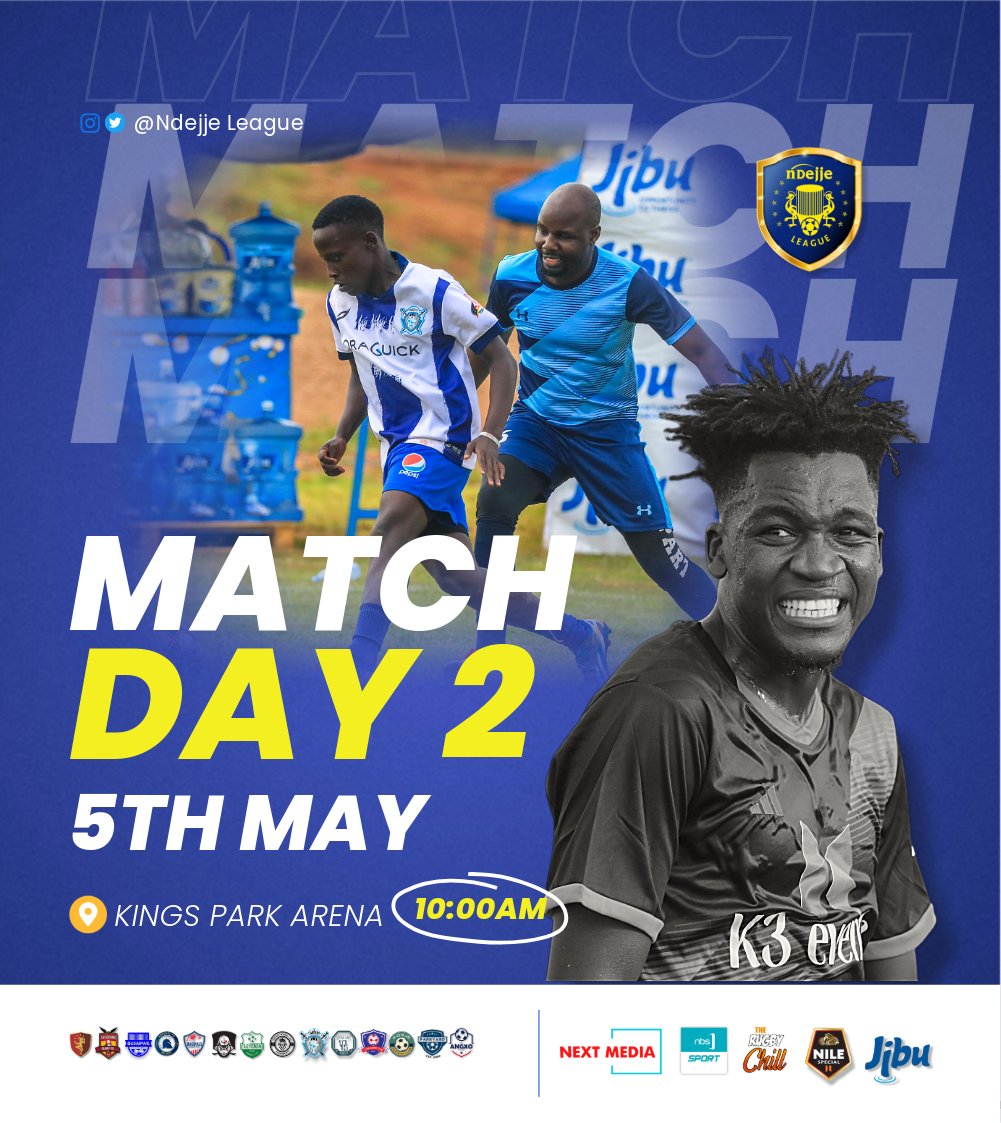 NEXT GAME DAY - 5TH MAY
Prepare for a Nail-biting Match day two on the 5th of May 2024

🏟️: @Kingsparkarena 
⌚: 10:00AM EAT

#NOSA | #NDEJJELEAGUE
#SEASONFOUR #NFLIV