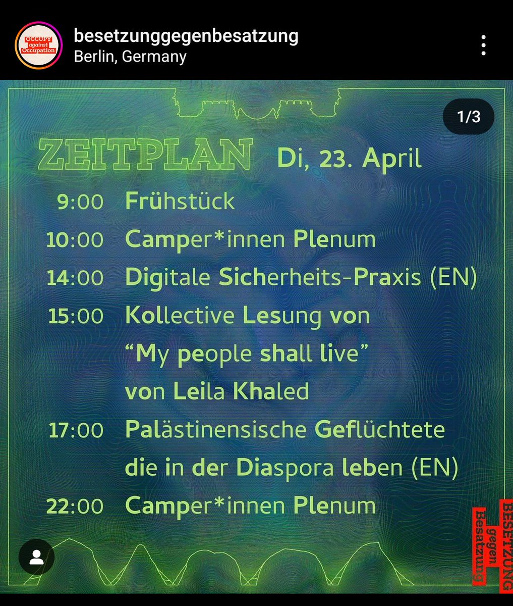 Beim Intifada-Camp vor dem Bundestag will man heute die Autobiografie Leila Khaleds lesen. Dort beschrieb sie auch ihre frühe  Begeisterung für Hitler weil er "the enemy of the Jews" war. Diese Begeisterung endete vermeintlich als sie von seinem antiarabischen Rassismus erfuhr.
