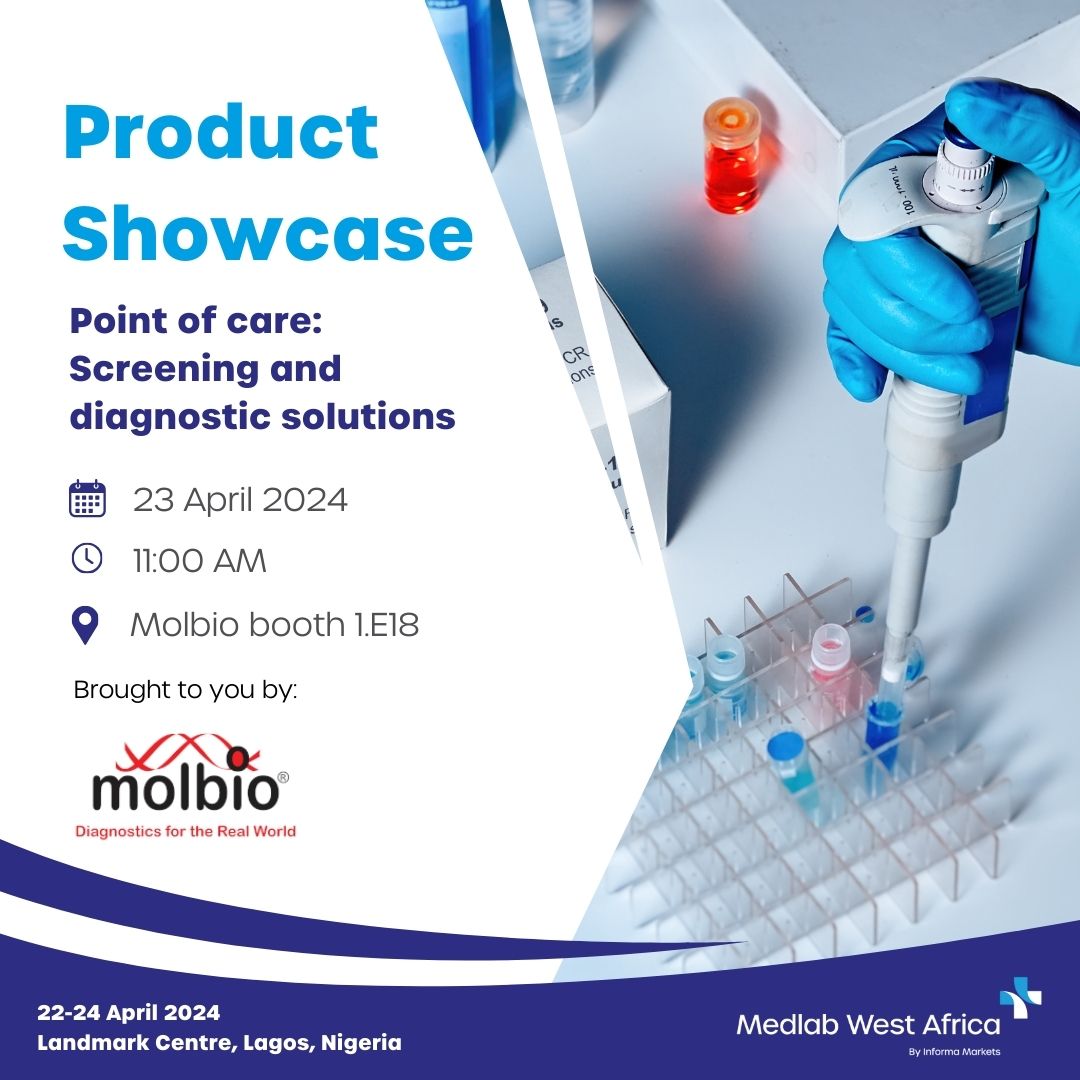 Join us at the product showcase at Medlab West Africa, brought to you by @molbiodx  🌟 
Don't miss this opportunity to witness the future of molecular diagnostics and TB screening firsthand. 
Catch the showcase at 11 AM today!
#MedlabWestAfrica #ProductShowcase