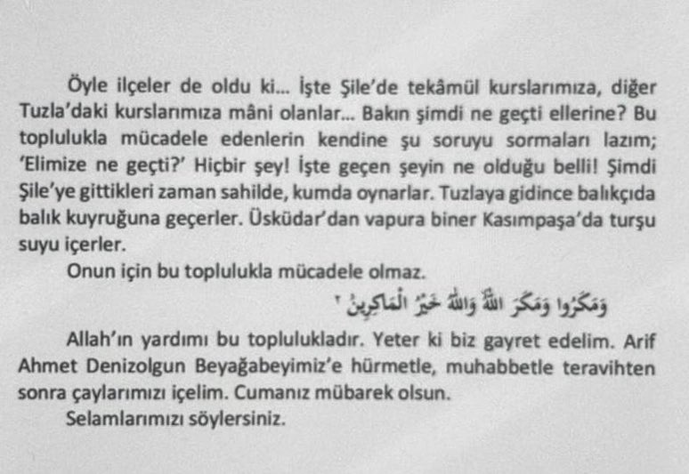 Seçimlerde CHP yi destekleyen Süleymancı Tarikatından... Alihan Kuriş; -İktidar kurslaımıza mani oluyor.. Seçimlerde Eceviti destekleyen... Gülen Tarikatindan Fethullah Gülen -İktidar Dershanelerimizi kapatıyor. Sonuç; Pensilvanya/Silivri....